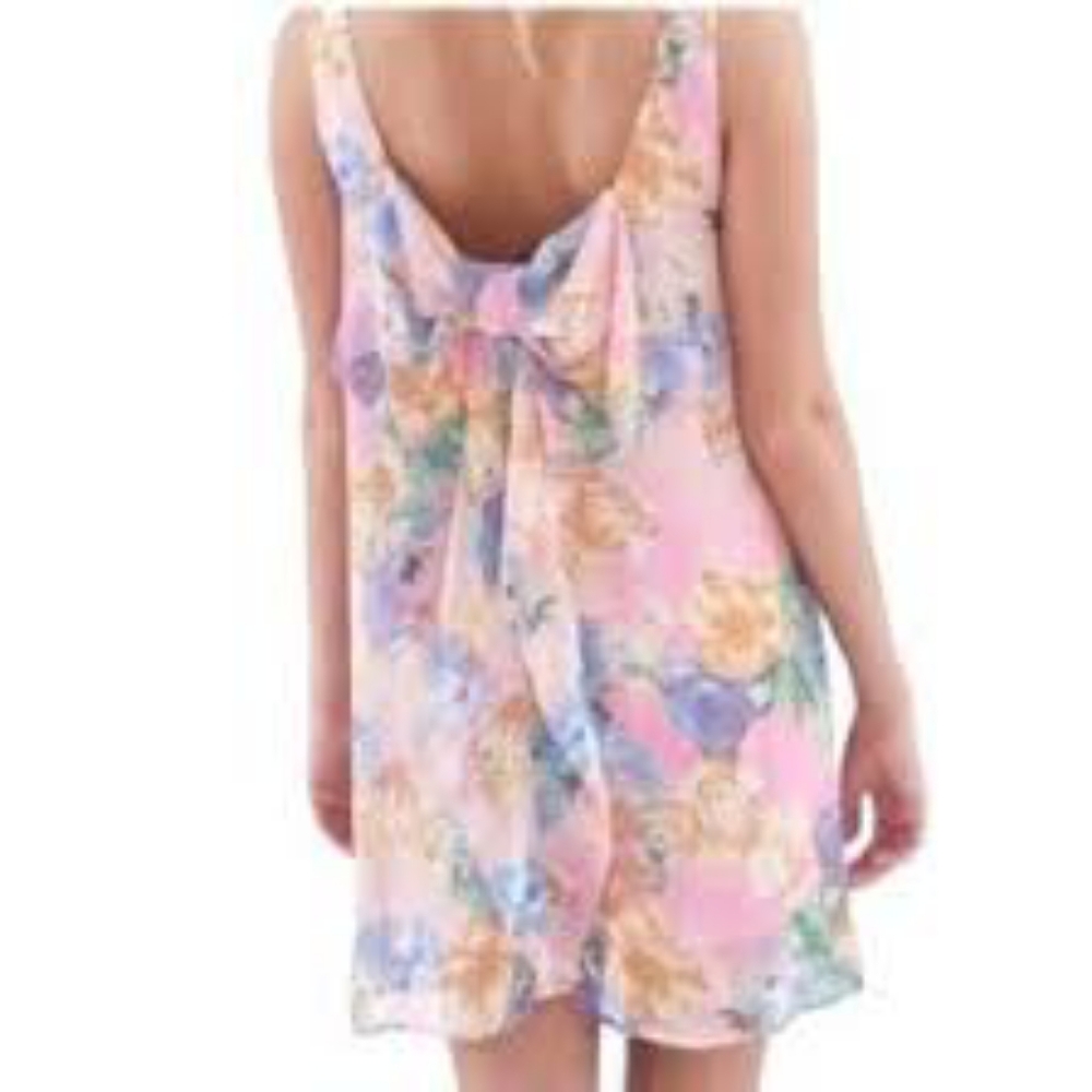 Anthropologie Everly floral back bow dress